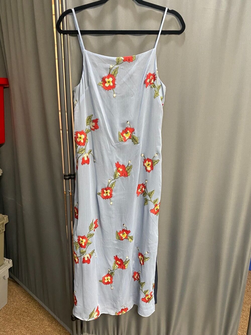 Rag & Bone Slip Dress Women 4 Blue Floral Jolene Embroidered Sleeveless B98